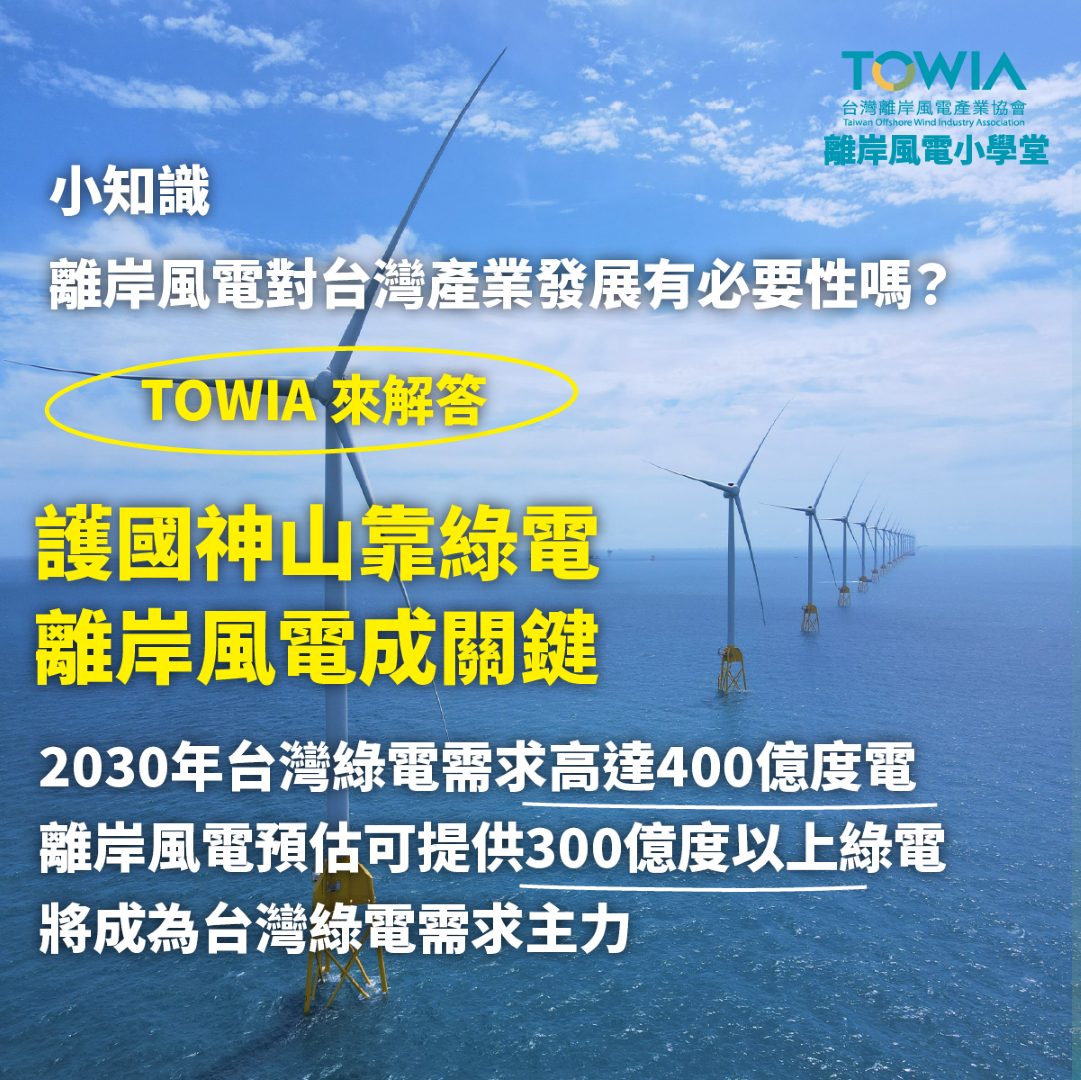 2030 綠電需求達 400 億度 離岸風電成台灣國家發展關鍵